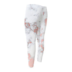 White Rose Gold Marble Print Men's Compression Pants