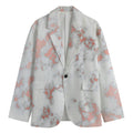 White Rose Gold Marble Print Men's Cotton Blazer
