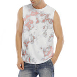White Rose Gold Marble Print Men's Fitness Tank Top