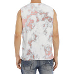 White Rose Gold Marble Print Men's Fitness Tank Top