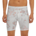 White Rose Gold Marble Print Men's Long Boxer Briefs