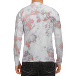 White Rose Gold Marble Print Men's Long Sleeve Rash Guard