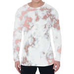 White Rose Gold Marble Print Men's Long Sleeve T-Shirt