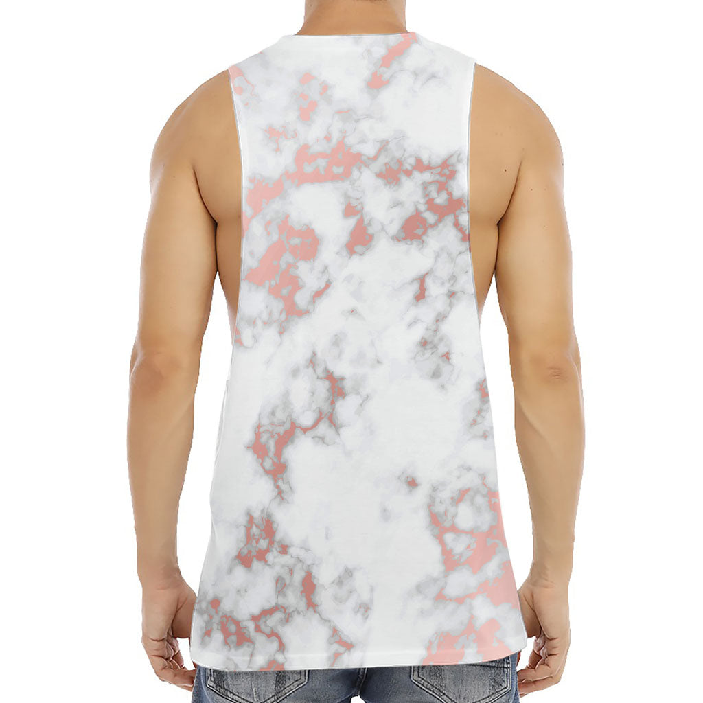 White Rose Gold Marble Print Men's Muscle Tank Top