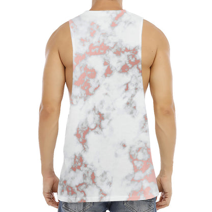 White Rose Gold Marble Print Men's Muscle Tank Top