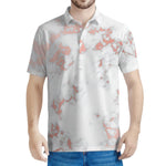 White Rose Gold Marble Print Men's Polo Shirt