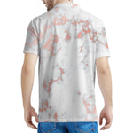 White Rose Gold Marble Print Men's Polo Shirt