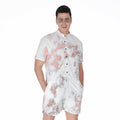 White Rose Gold Marble Print Men's Romper