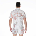 White Rose Gold Marble Print Men's Rompers
