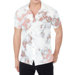White Rose Gold Marble Print Men's Shirt