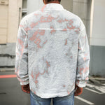 White Rose Gold Marble Print Men's Shirt Jacket
