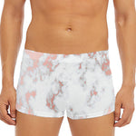 White Rose Gold Marble Print Men's Short Boxer Briefs