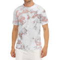 White Rose Gold Marble Print Men's Short Sleeve Rash Guard
