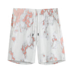 White Rose Gold Marble Print Men's Sports Shorts