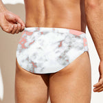 White Rose Gold Marble Print Men's Swim Briefs