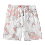 White Rose Gold Marble Print Men's Swim Trunks