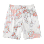 White Rose Gold Marble Print Men's Swim Trunks