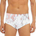 White Rose Gold Marble Print Men's Triangle Swim Briefs