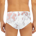 White Rose Gold Marble Print Men's Triangle Swim Briefs