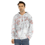 White Rose Gold Marble Print Men's Velvet Pullover Hoodie