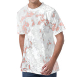 White Rose Gold Marble Print Men's Velvet T-Shirt