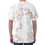 White Rose Gold Marble Print Men's Velvet T-Shirt