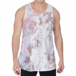 White Rose Gold Marble Print Men's Velvet Tank Top