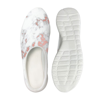 White Rose Gold Marble Print Mesh Casual Shoes