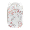 White Rose Gold Marble Print Mesh Laundry Hamper