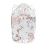 White Rose Gold Marble Print Mesh Laundry Hamper