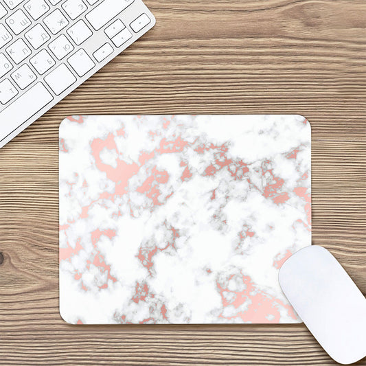 White Rose Gold Marble Print Mouse Pad