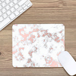 White Rose Gold Marble Print Mouse Pad