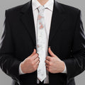White Rose Gold Marble Print Necktie