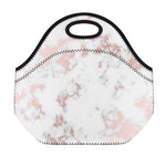 White Rose Gold Marble Print Neoprene Lunch Bag