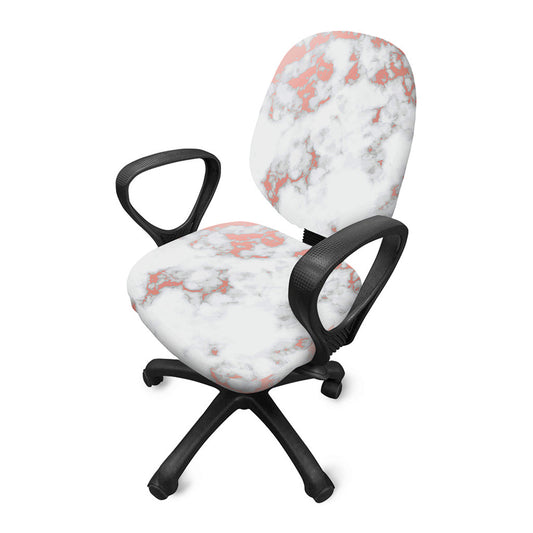 White Rose Gold Marble Print Office Chair Cover