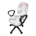 White Rose Gold Marble Print Office Chair Cover