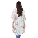 White Rose Gold Marble Print Open Front Beach Cover Up
