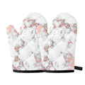 White Rose Gold Marble Print Oven Mitts