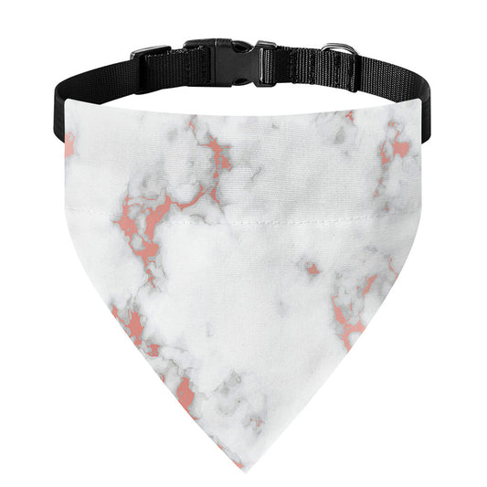White Rose Gold Marble Print Over The Collar Dog Bandana