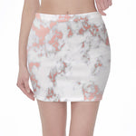 White Rose Gold Marble Print Pencil Mini Skirt