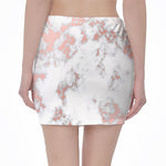 White Rose Gold Marble Print Pencil Mini Skirt