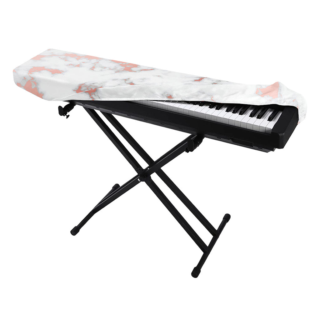 White Rose Gold Marble Print Piano Keyboard Cover
