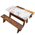White Rose Gold Marble Print Picnic Table Cover