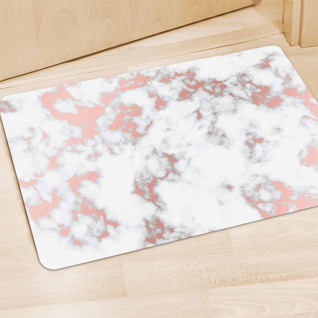 White Rose Gold Marble Print Polyester Doormat