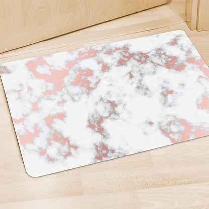 White Rose Gold Marble Print Polyester Doormat