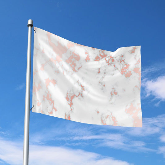 White Rose Gold Marble Print Polyester Flag