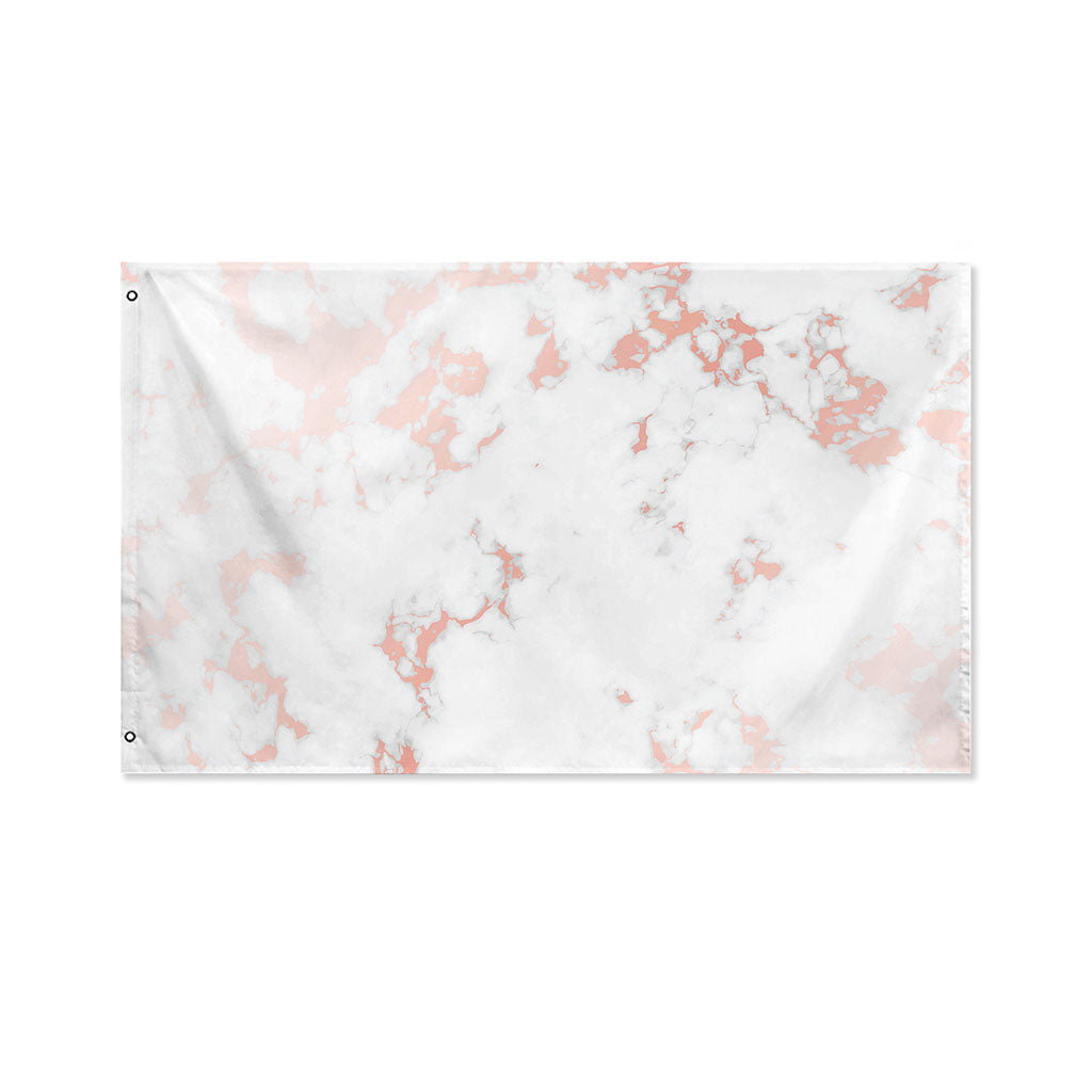 White Rose Gold Marble Print Polyester Flag