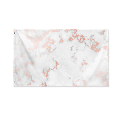 White Rose Gold Marble Print Polyester Flag
