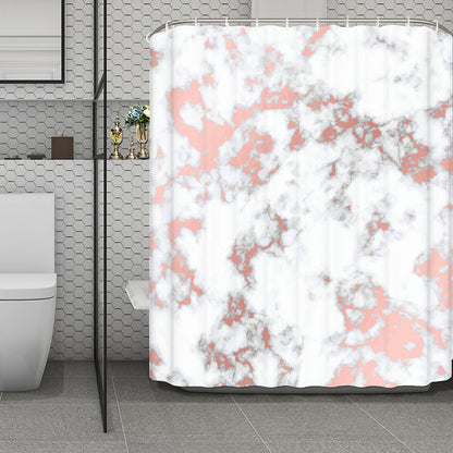 White Rose Gold Marble Print Polyester Shower Curtain