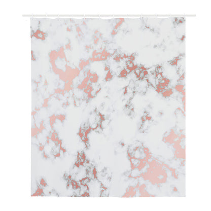 White Rose Gold Marble Print Polyester Shower Curtain